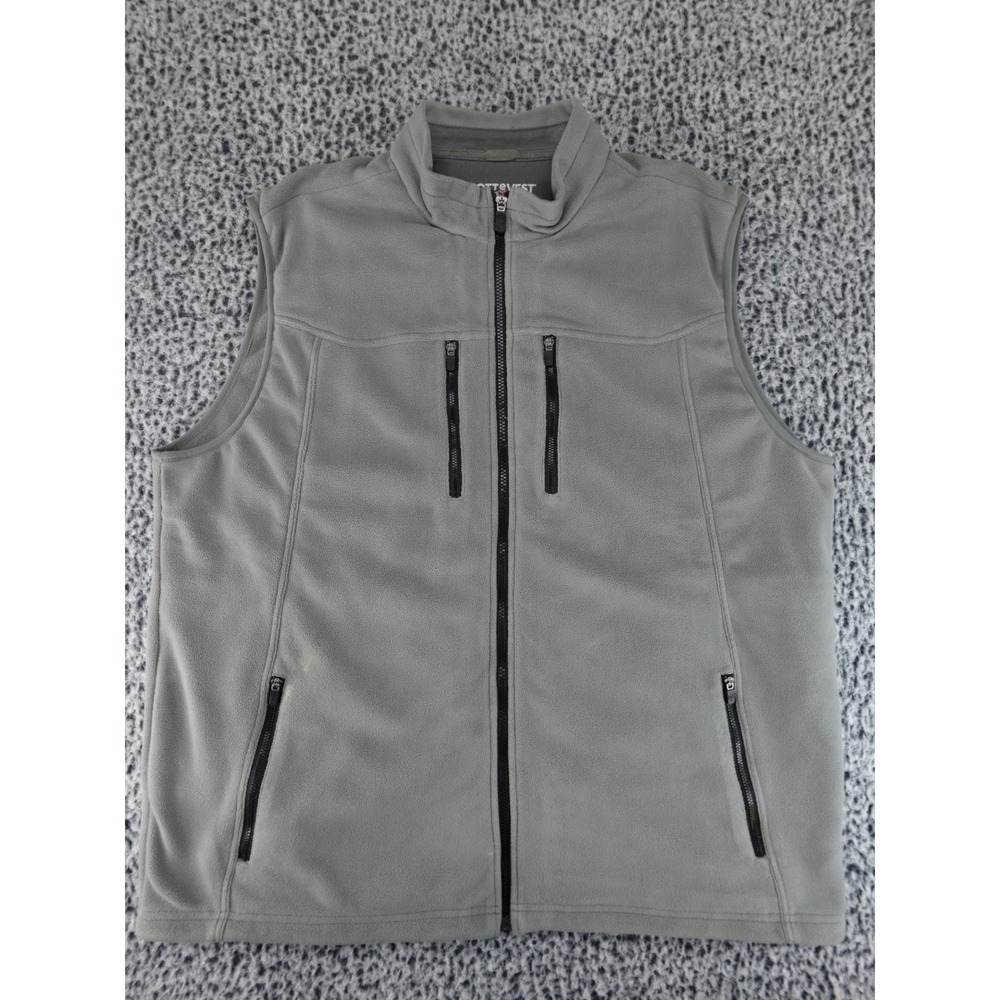 SCOTTEVEST Fleece Vest Mens XXL Gray Full Zip Multi-Pocket Travel Outdoor